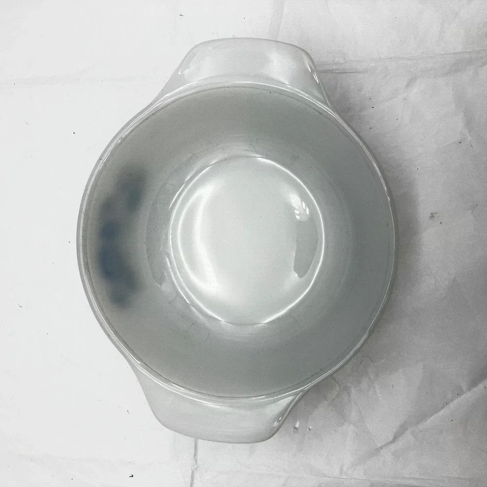 Anchor Hocking Fire-King Casserole Dish 12oz White Blue Floral Vintage Lid